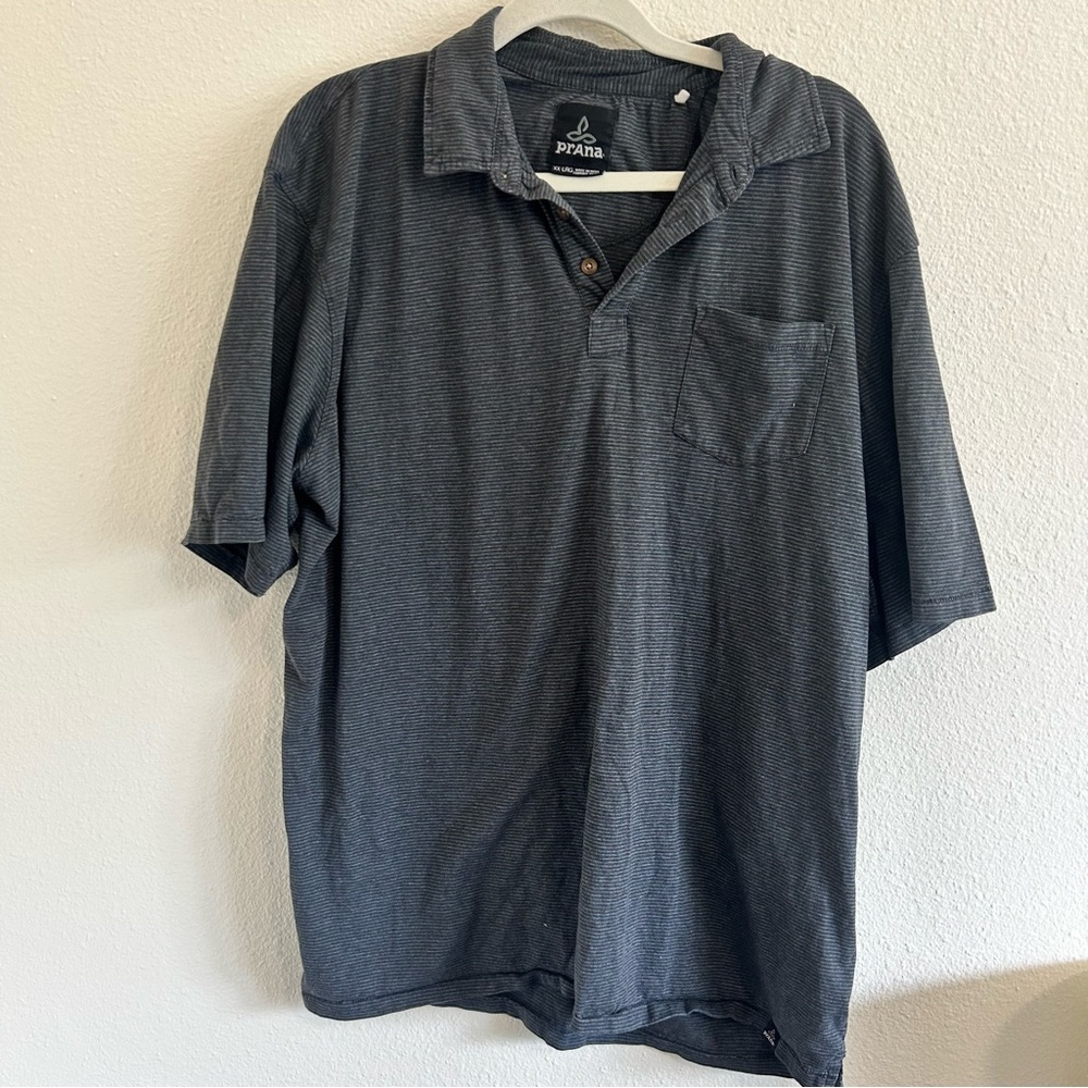 Prana striped dark grey polo shirt